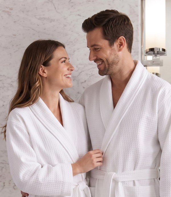 AI lifestyle scene with Marriott robes